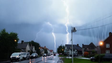 lightning strike over a street