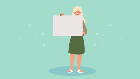 woman holding a blank sign