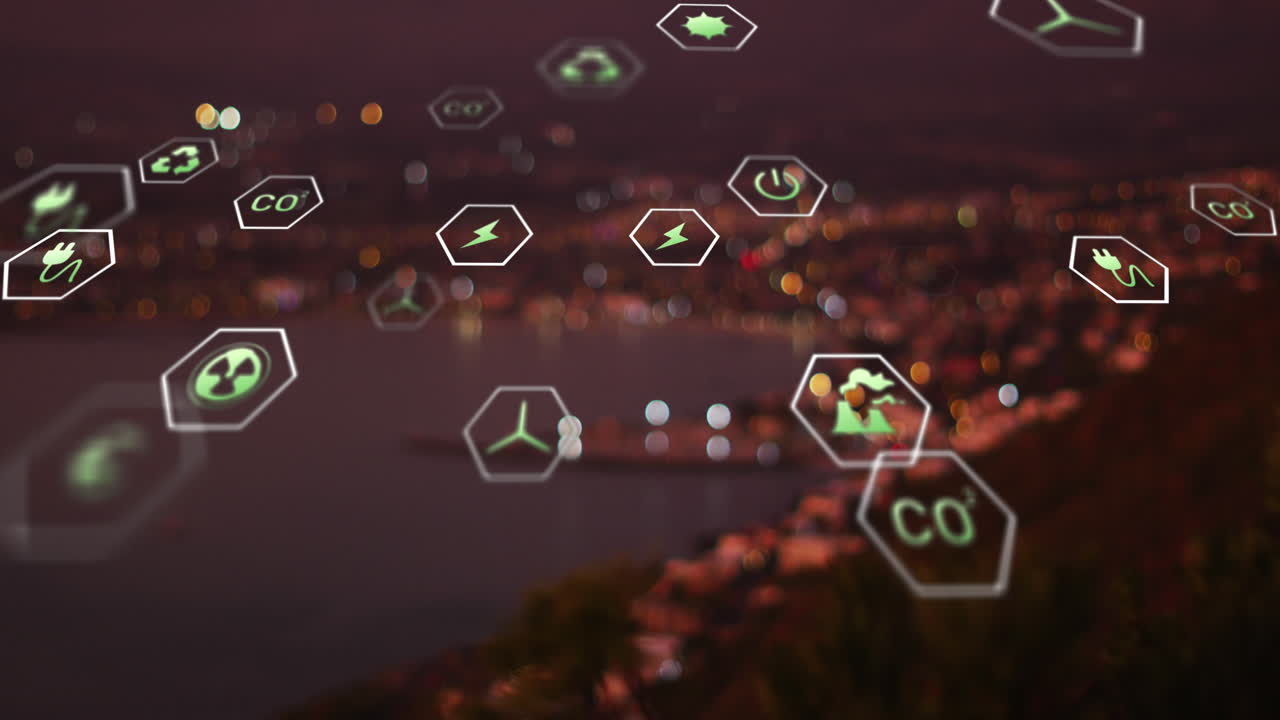 풍경 위의 지속가능성과 생태학 아이콘의 애니메이션