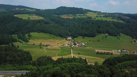 Aerial-shot-of-Ivancna-Gorica,-small-town-in-Slovenia