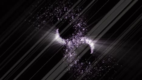 Digital-animation-of-shooting-stars-moving-and-bursting-against-black-background