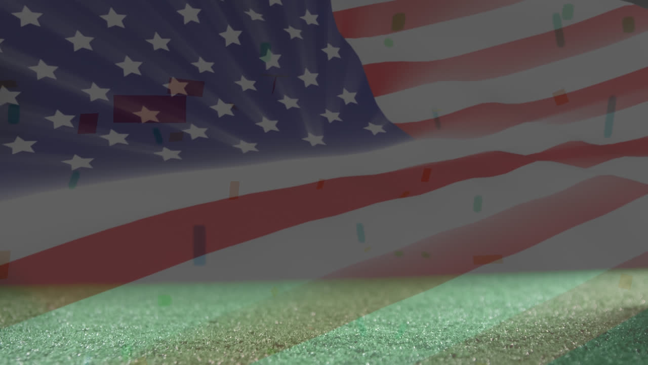 Kicking ball animation with american flag background