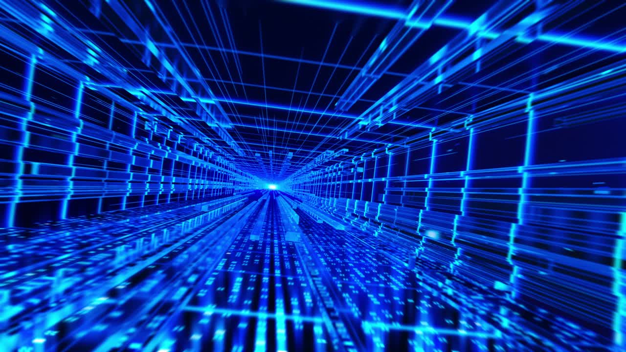 corrientes de tecnología digital y red futurista en un centro de datos virtual