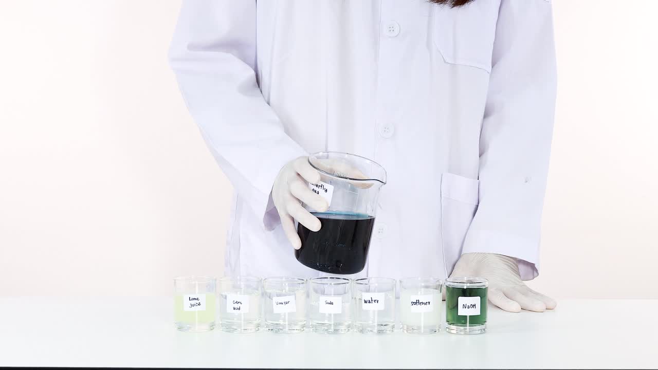 verter líquido para observar la reacción de cambio de color