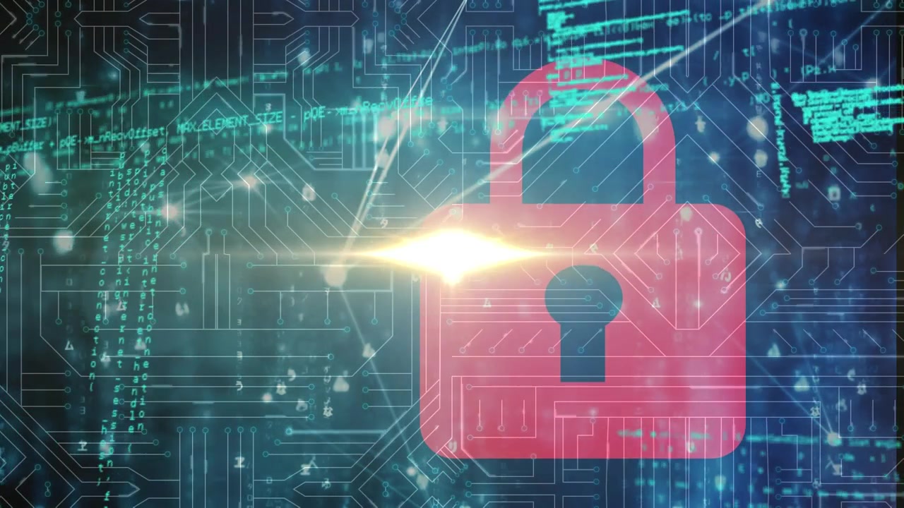 Animazione di reti di connessioni e elaborazione dati su sfondo nero