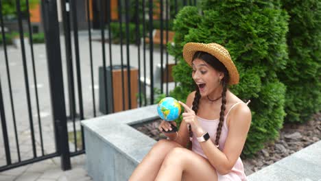 excited girl exploring the world