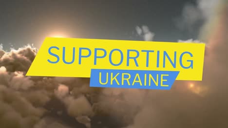 Animation-Zur-Unterstützung-Der-Ukraine-über-Wolken