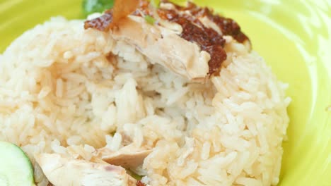 singapore chicken meat and rice on a plate ,