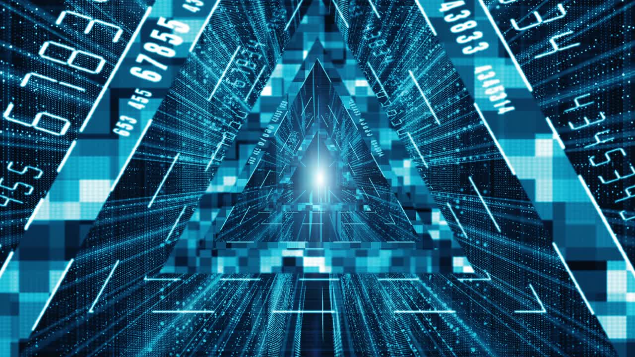 추상적인 디지털 매트릭스 입자 흐름, 디지털 데이터 연결, 기술 개념 배경