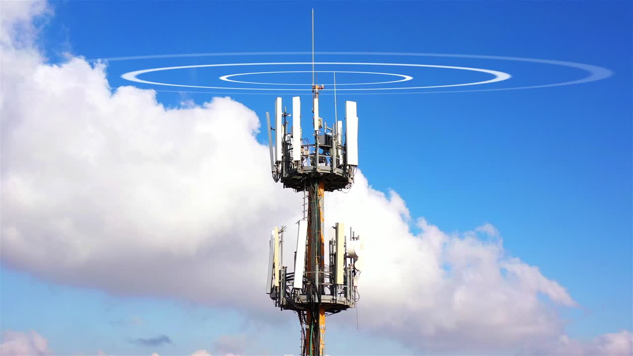 Communication Tower Against a Blue Sky