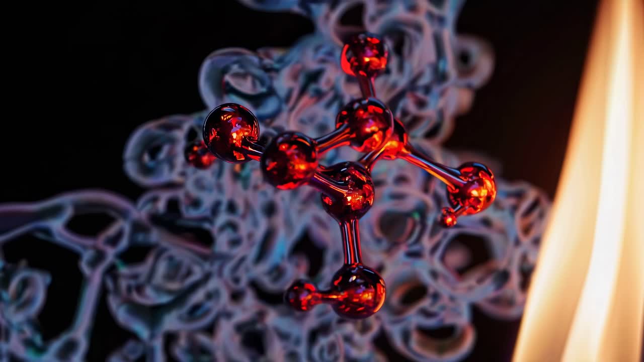 Molecular Structure with Flame Background