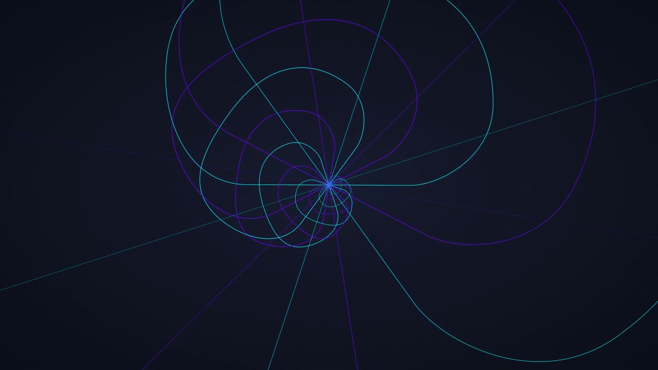 Grafica in movimento astratta di curve al neon intersecanti