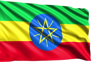 flag of Ethiopia with fabric structure in the wind (alpha channel, loopable)