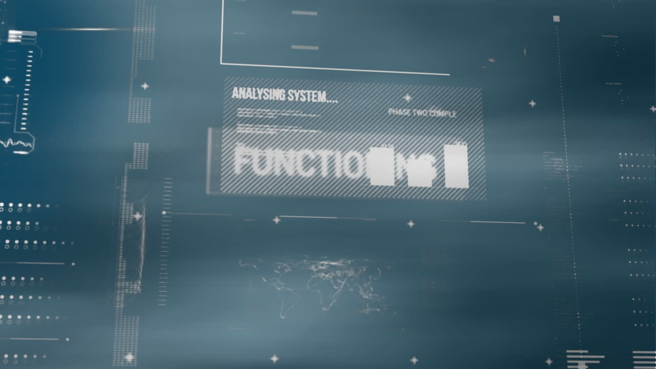 Animation of financial data processing on grey background