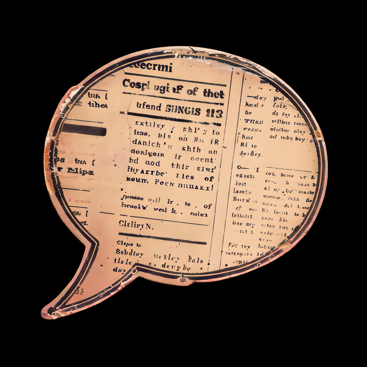 Vintage newspaper speech bubble animation isolated asset, transparent 4K video, alpha channel