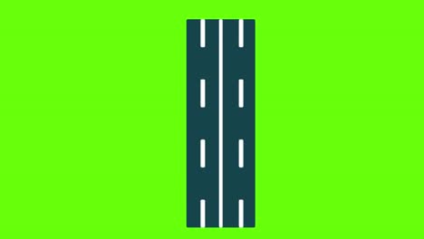 2d animation of a road on a green screen background
