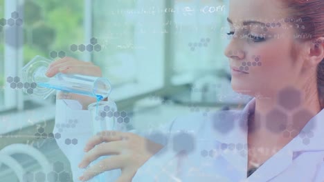 animación de la interfaz digital que muestra información y pruebas de científicas en el laboratorio