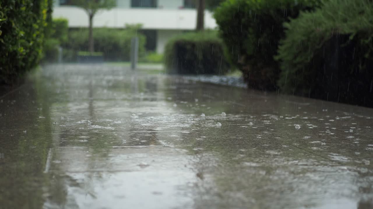 도시 환경에서 비가 오는 날