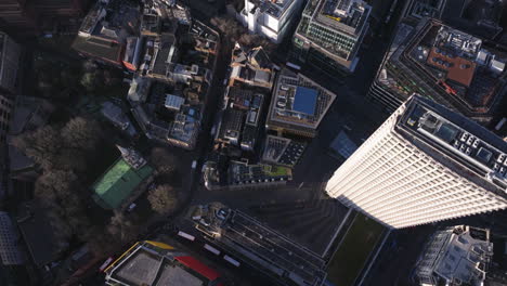 top down aerial shot over soho central london