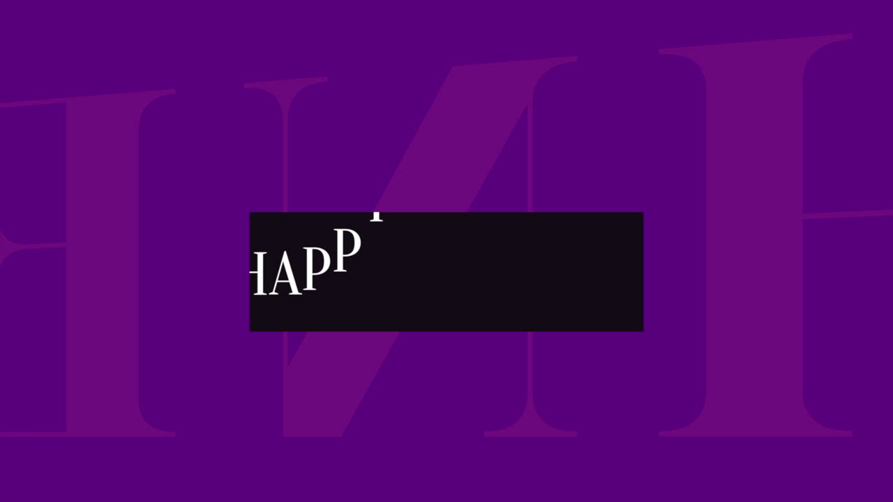 Modern Happy New Year text on purple gradient