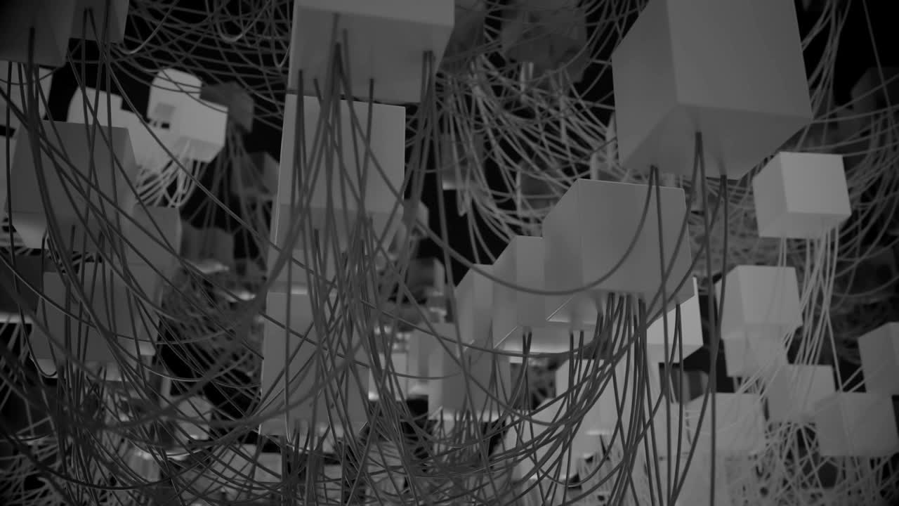 4K Abstract Cubic Network Nodes and Wires.
