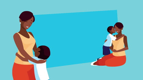 happy mothers day celebration with afro moms and sons