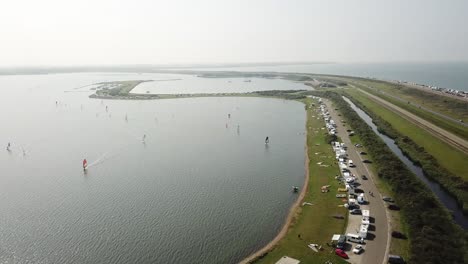 Panoramablick-Auf-Beide-Seiten-Des-Brouwersdam,-Niederlande