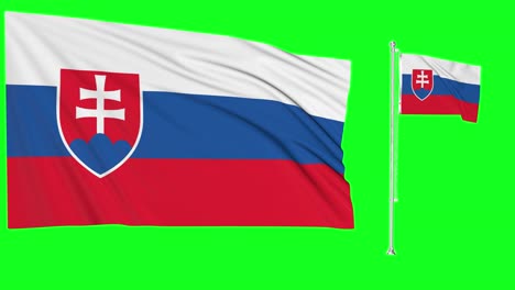 Green-Screen-Waving-Slovakia-Flag-or-flagpole