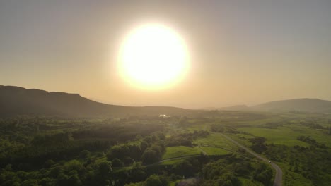 sunrise over the mountains in summer