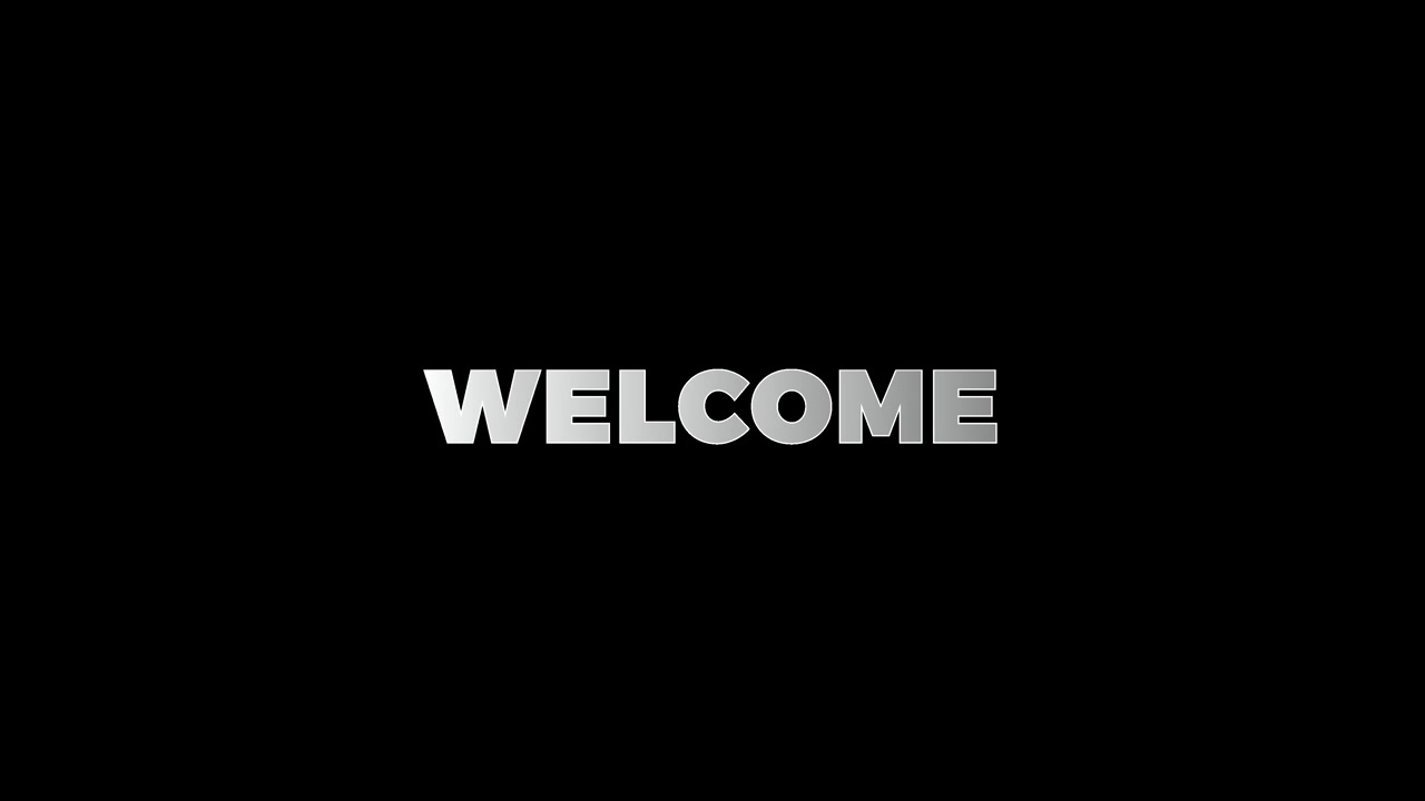 The word Welcome is revealed smoothly with line animation on a black background
