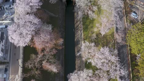 aerial view of biwako canal, otsu city, shiga japan