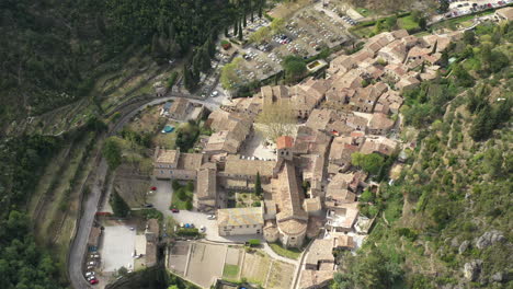 Gellone-Abbey-is-a-Benedictine-abbey-in-Saint-Guilhem-le-Désert-aerial-drone