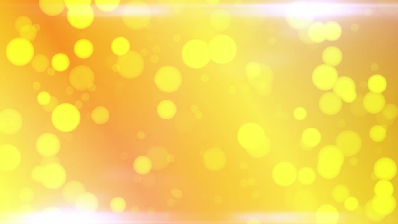 프레임 상단과 하단에 두 개의 렌즈 플레어가 있는 추상 금색 배경과 보케 효과 2d 애니메이션이 있는 흐린 흰색 조명