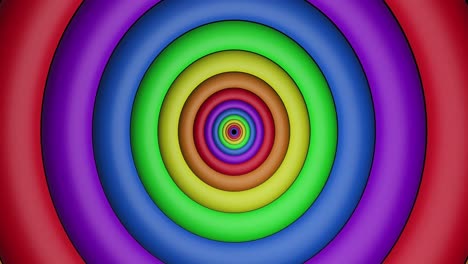 Animation of rainbow circles and colours moving on seamless loop