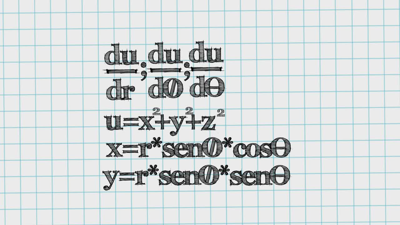 Animation of mathematical equations moving on white background