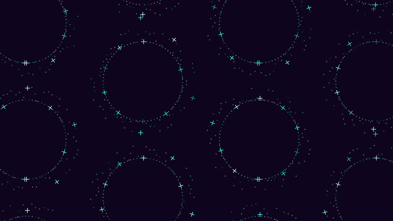 encantador cielo nocturno estrellas verdes y círculos bailan en el lienzo oscuro