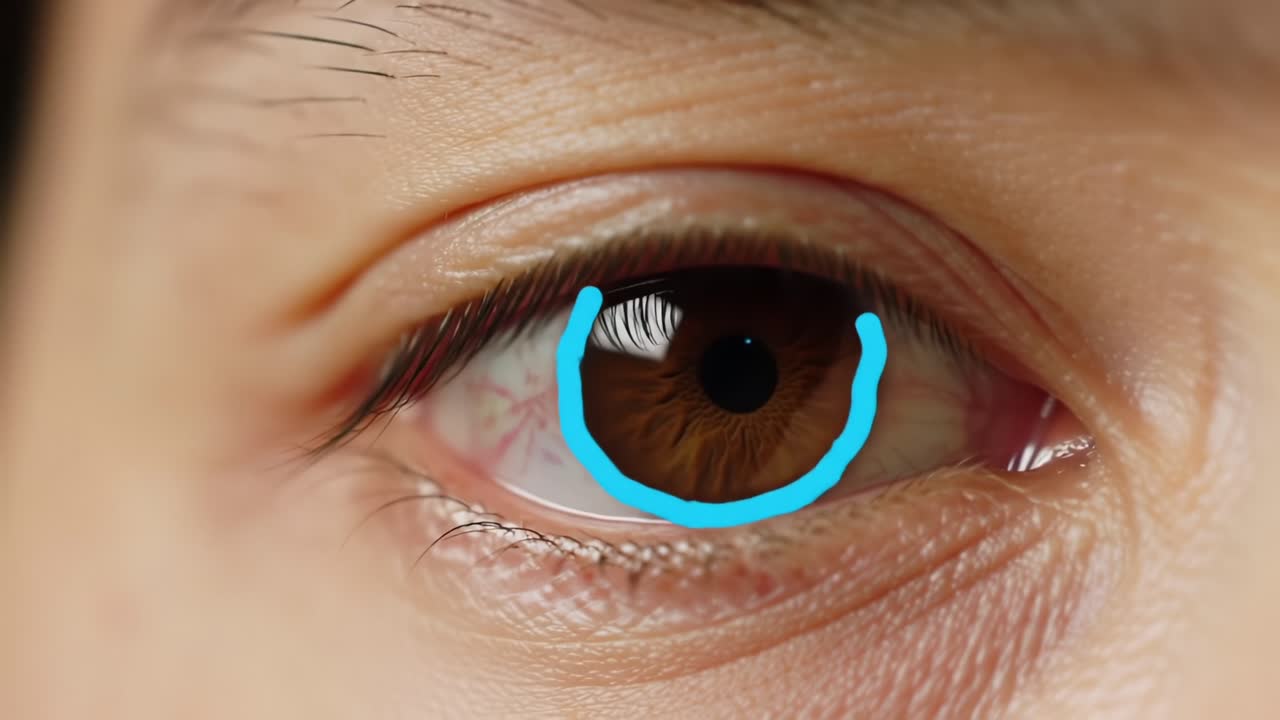 Detailed Close-Up of an Eye Highlighting Eyelid Movement and Natural Features with Emphasis on the Iris and Eyelashes for Educational Purposes