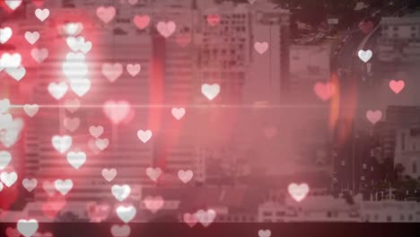 cityscape with hearts