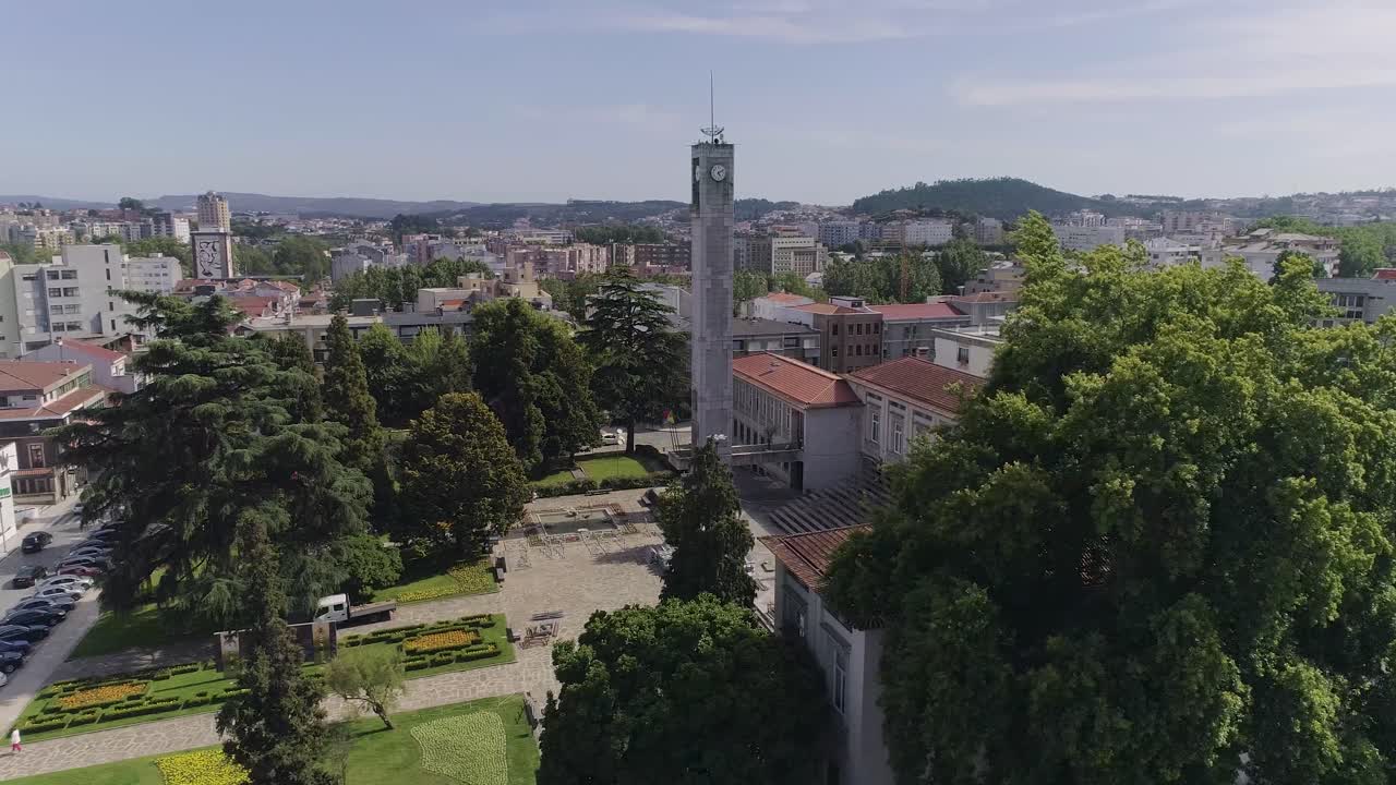 vila nova de famalicão, centro de la ciudad, drone shot 4k, norte de portugal, famalicão
