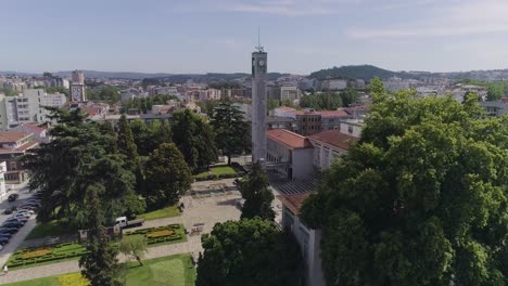 Vila-Nova-De-Famalicão,-Centro-De-La-Ciudad,-Drone-Shot-4k,-Norte-De-Portugal,-Famalicão