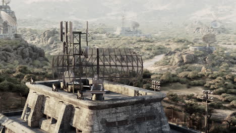 futuristic city ruins in the desert