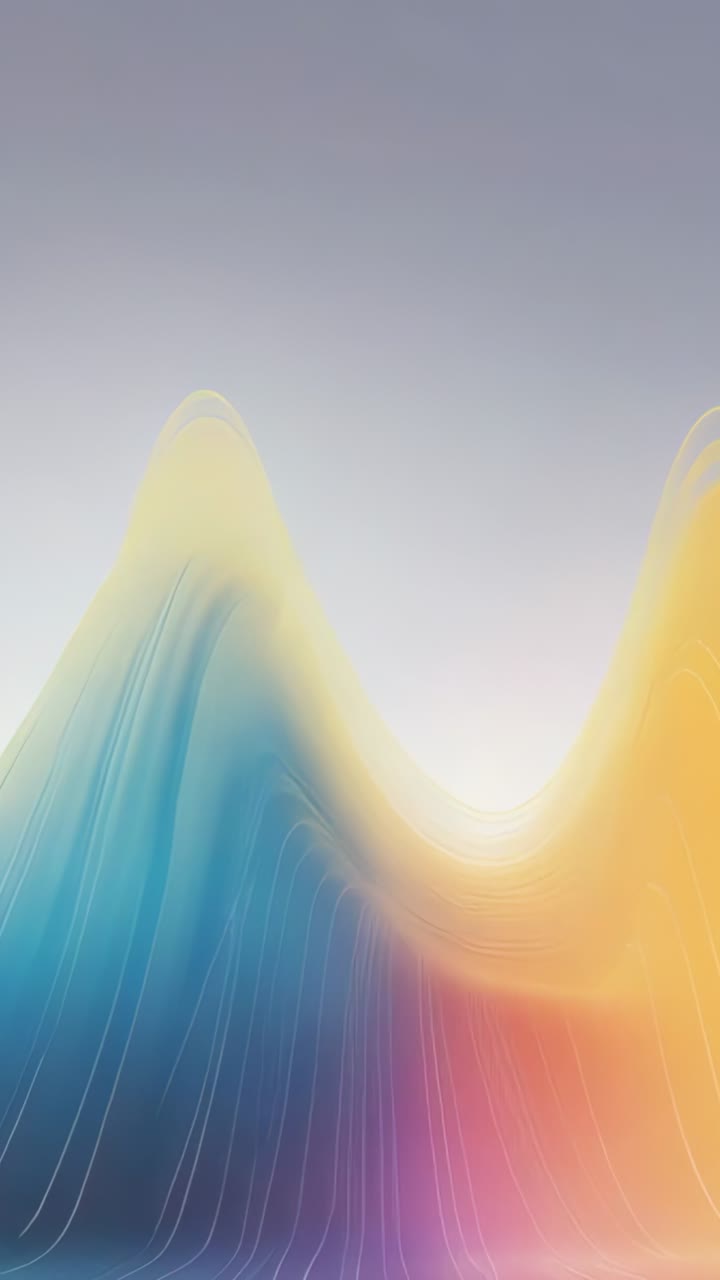 Vertical video: Starting animation showing blue yellow waveforms undulating on gradient backdrop