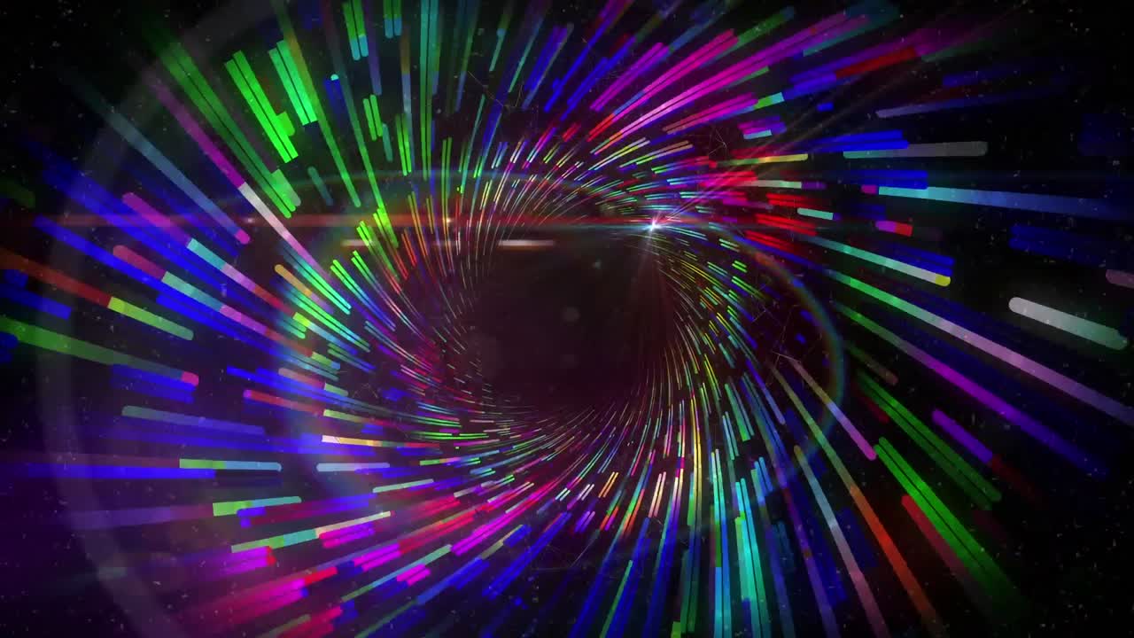 animación de rastros de luz coloridos sobre un fondo negro