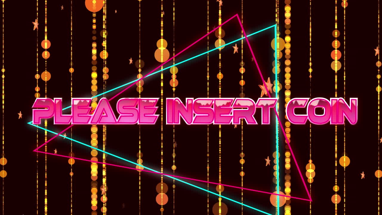 동전 텍스트를 검은색 바탕에 노란색 트레일과 반점 위에  ⁇ 입하십시오.