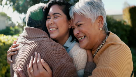 mexican family, hug and smile for reunion