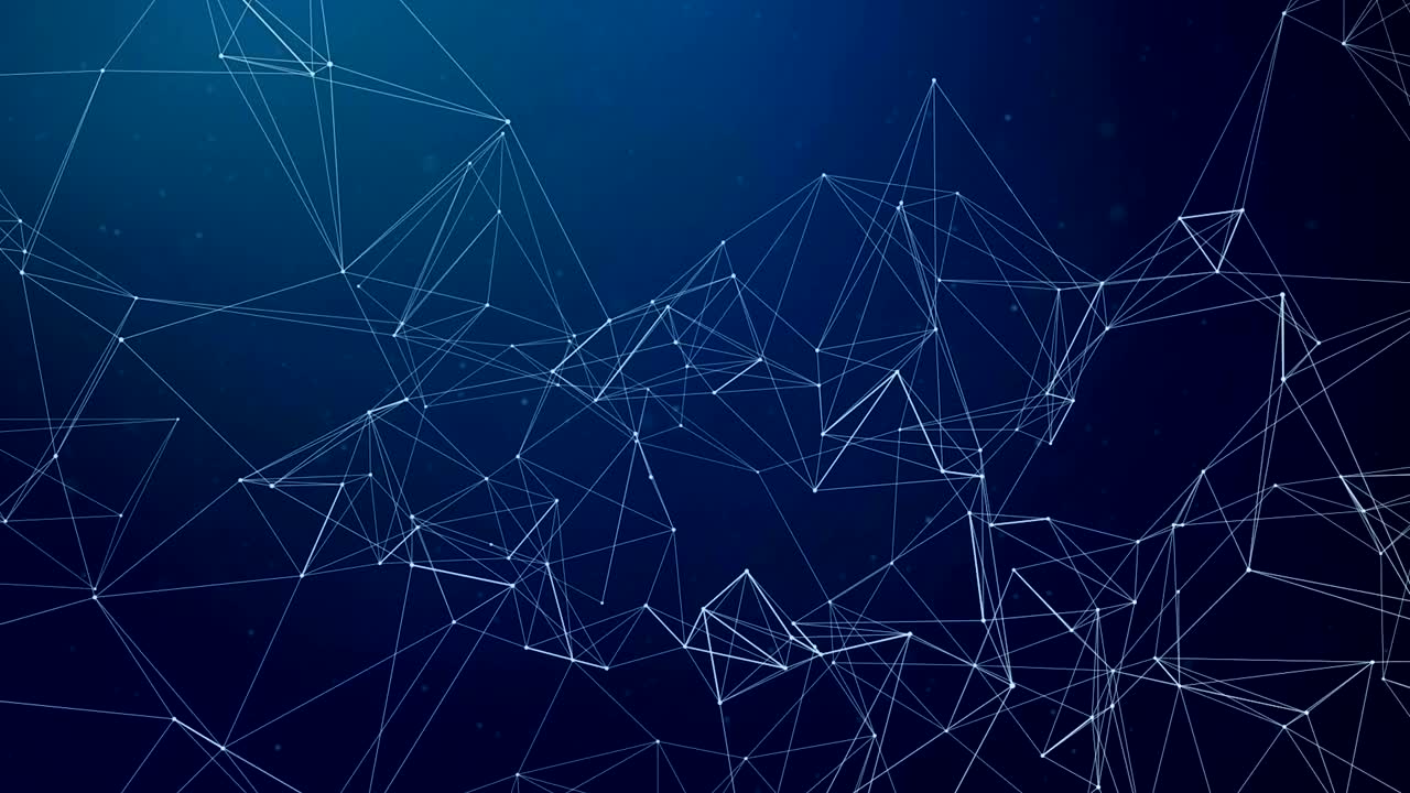 Modern Technological Rotary Background With Connections. Dynamic plexus with numbers. Futuristic technology Abstract lines, triangles and dots. Network Connections Seamless Loop Background