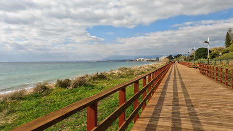 4k shot of an empty location in marbella, spain due corona virus pandemic