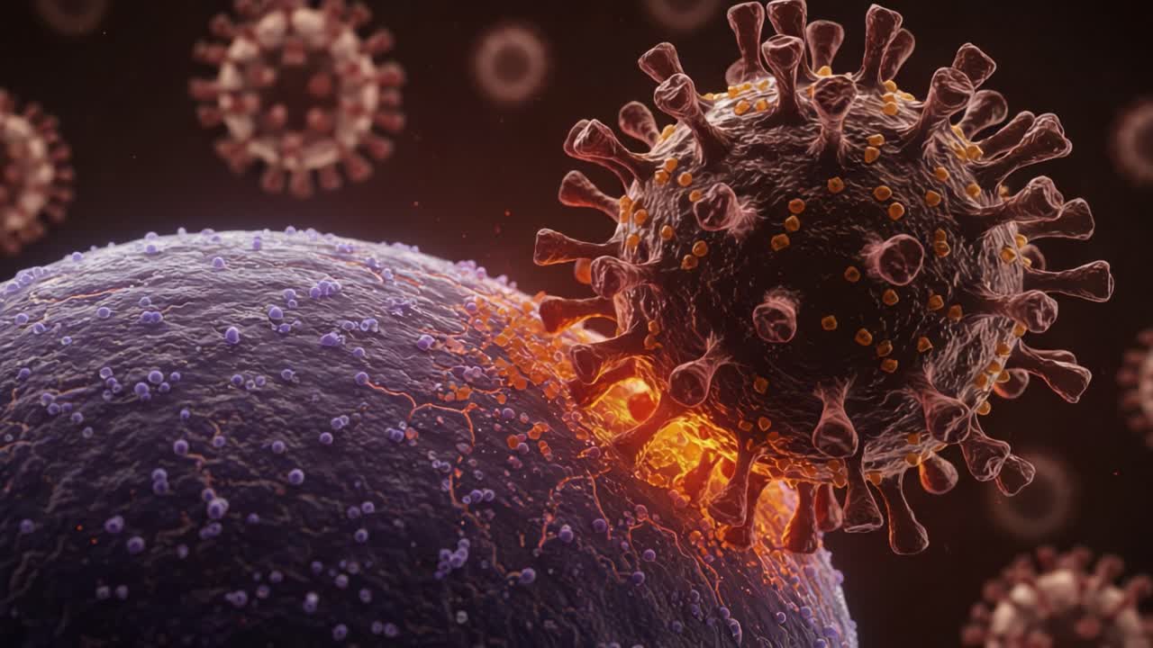 Dynamic Interaction Between Virus and Host Cell: Visualization of Viral Attachment, Penetration, and Cellular Response in the Immune System