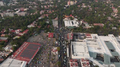 aerial views of quevedo roundabout and av university in coyoacan, mexico city