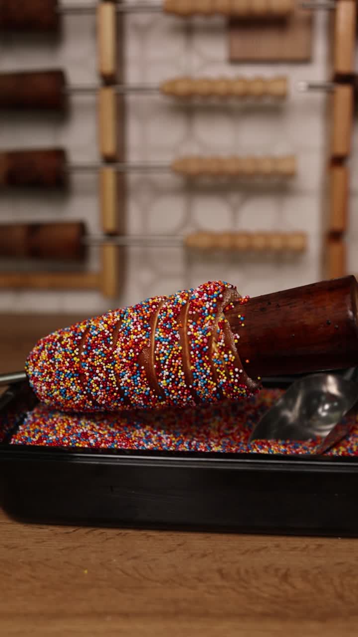 haciendo krapfen coloridos o chimeneas o cucuuchos